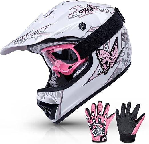 TCMT Kids Girls Motorcycle Motocross ATV Dirt Bike Helmet Youth Offroad Street BMX Helmet Gloves Goggles Dot Approved