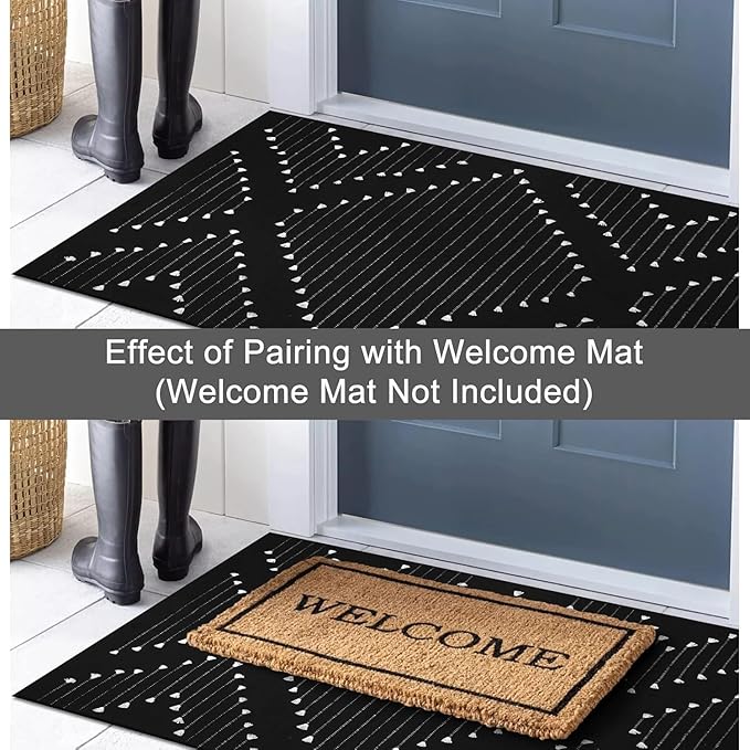 Tapete Boho Lavable Negro para Exterior 2.3' x 3.6' miniatura 3