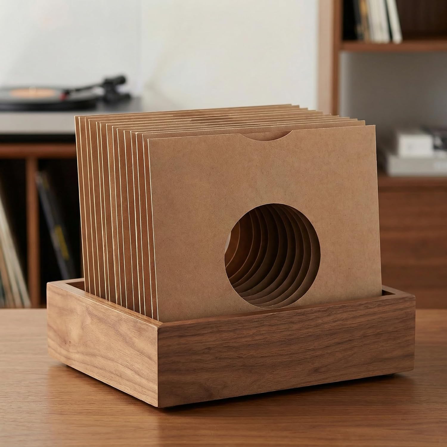 TOYANDONA 10Pcs Vinyl Record Inner Sleeves Kraft Paper 6.96In Album Jacket Covers with Ventilation Hole Cardboard Record Covers for Vinyl Storage and Replacement