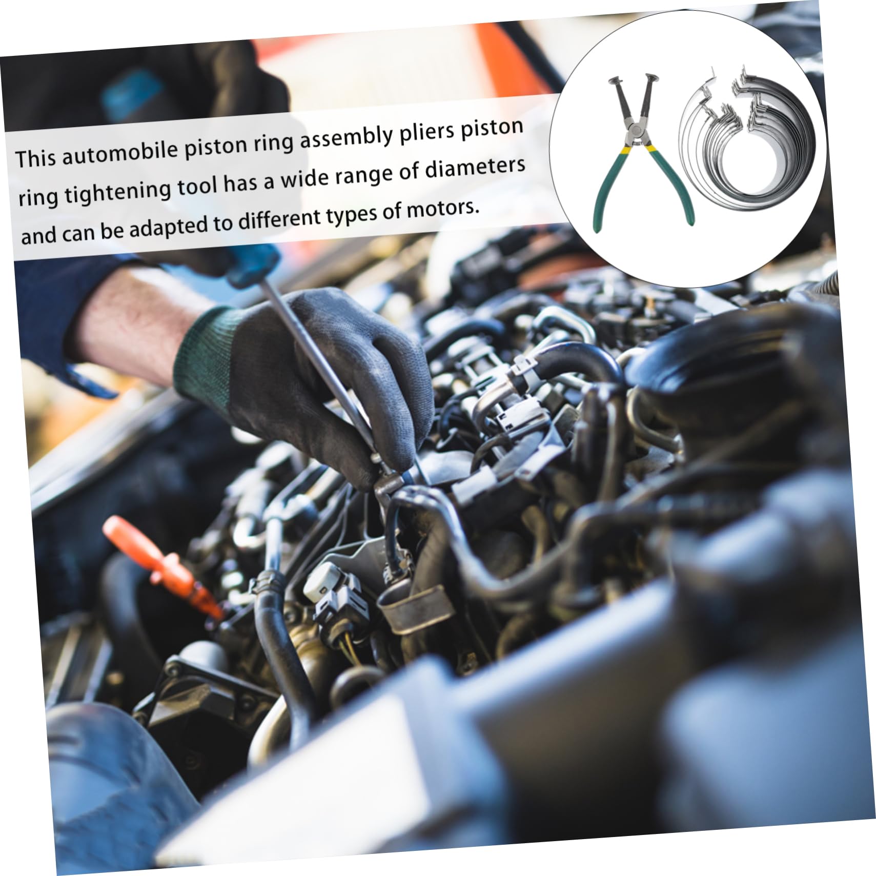 Mikinona 1set Compressore Anelli Pistone Per Motori Auto e Strumento Carbonio Con Pinze Per Installazione Cilindri