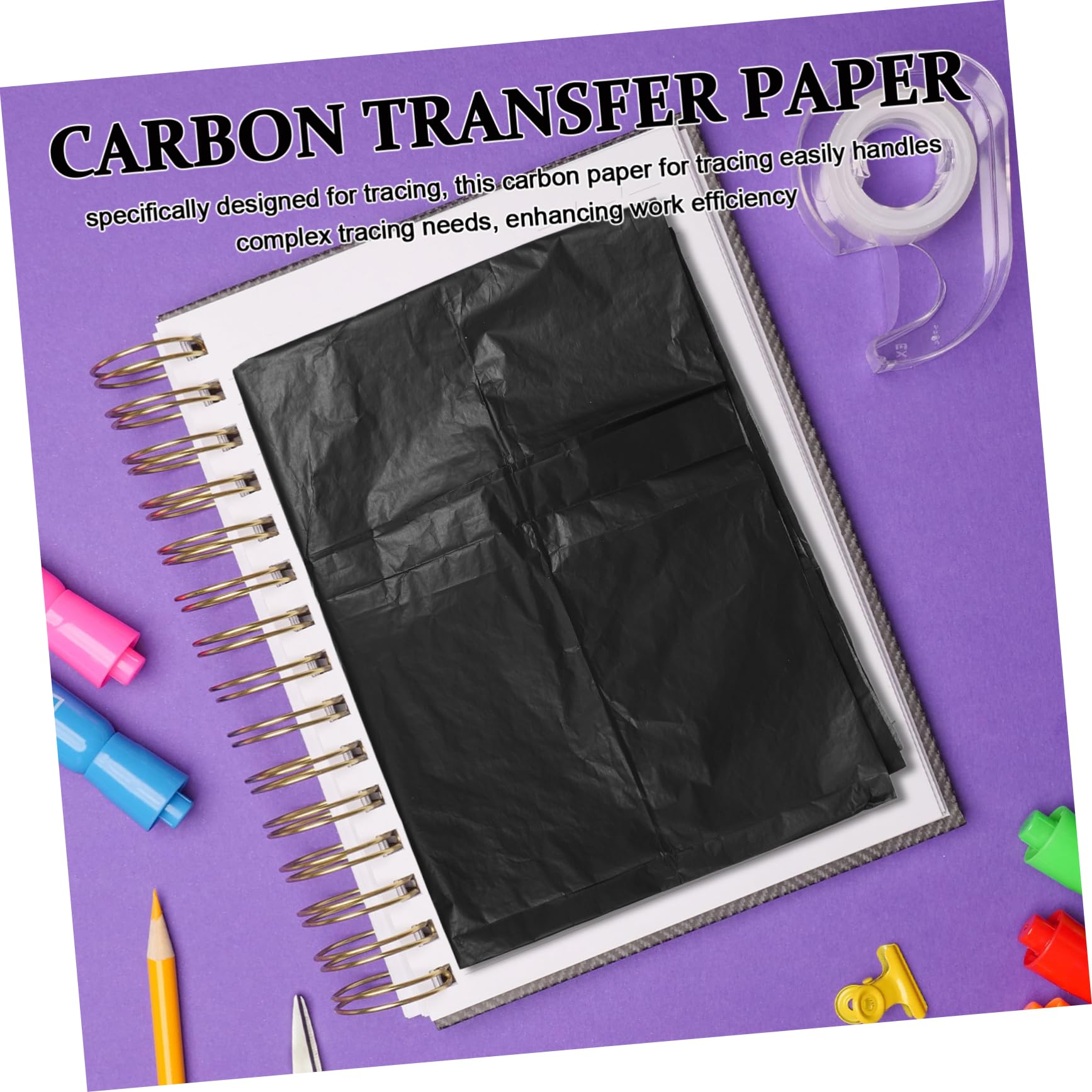 Lurrose Papier de Transfert Noir 51,6 Cm pour Dessin et Calque, Papier Carbone et Facile à Utiliser pour Traçage et Projets Artistiques