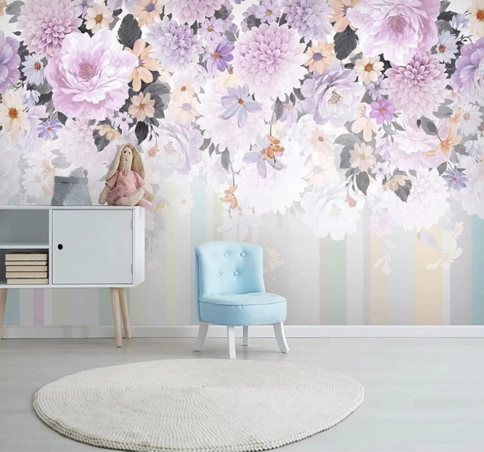 Xlming 300Cm×210Cm(B×H) Three Dimensional Hand Drawn Beautiful Watercolour Flowers 3D Wallpaper Luxury Home Dining Decor Paste Sofa Living Room The Wall For Bedroom Mural-300Cm×210Cm