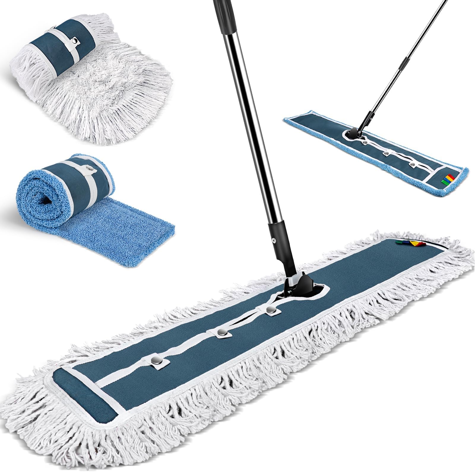 – MASTERTOP Large Flat Mop, Wide Industrial Mop with 2 Replacement Heads, Commercial Heavy Duty Floor Mops for Hard Floors, Dust Sweeper for Warehouse Hotel Garage Cleaning