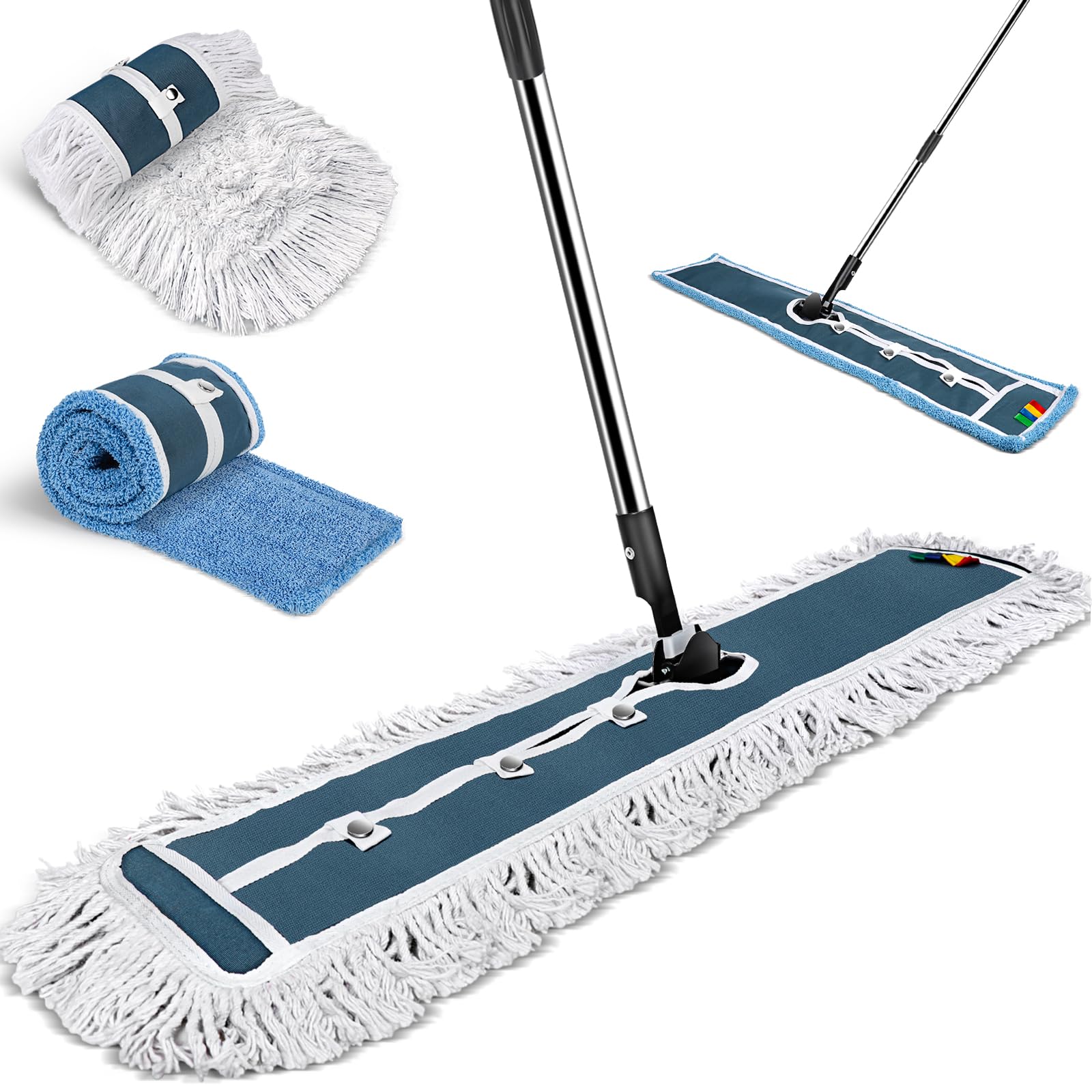 MASTERTOP Large Flat Mop, 105cm Wide Industrial Mop with 2 Replacement Heads, Commercial Heavy Duty Floor Mops for Hard Floors, Dust Sweeper for Warehouse Hotel Garage Cleaning