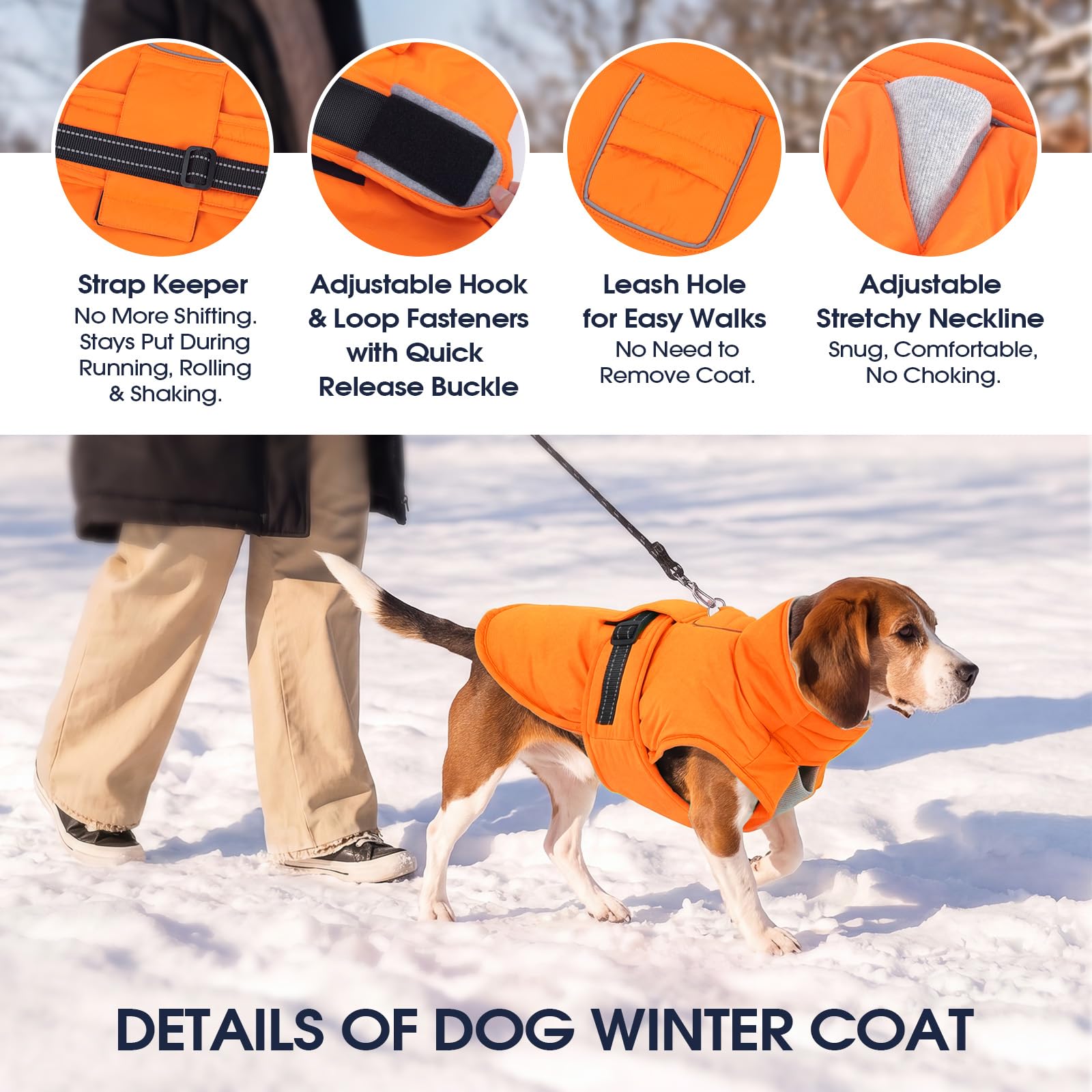 IECOii Manteau pour chien par temps froid, veste de neige réfléchissante, réglable et coupe-vent pour bouledogue français et corgi, gilet chaud imperméable avec doublure en polaire pour aventures en