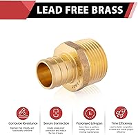 Vista 3 de EFIELD Pex - Juego de 2 adaptadores macho NPT de 1 pulgada x 1 pulgada de latón para engarzar, ASTM F1807, (PEX1807278-2PCS)