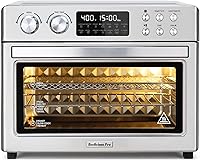 BeeliciousPro 28QT Air Fryer Toaster Oven: 12-in-1 Convection Combo, 3-Layer Rack, Rotisserie, Fits 12" Pizza, Stainless Steel