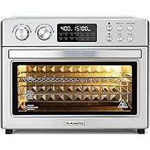 28QT Air Fryer Toaster Oven Combo, Large 12-in-1 Convection Countertop Oven with 3-Layer Cooking, Rotisserie for Chicken, 6 Heating Tubes, Fast Preheat, Fit 11" Pizza, All Accessories, Stainless Steel