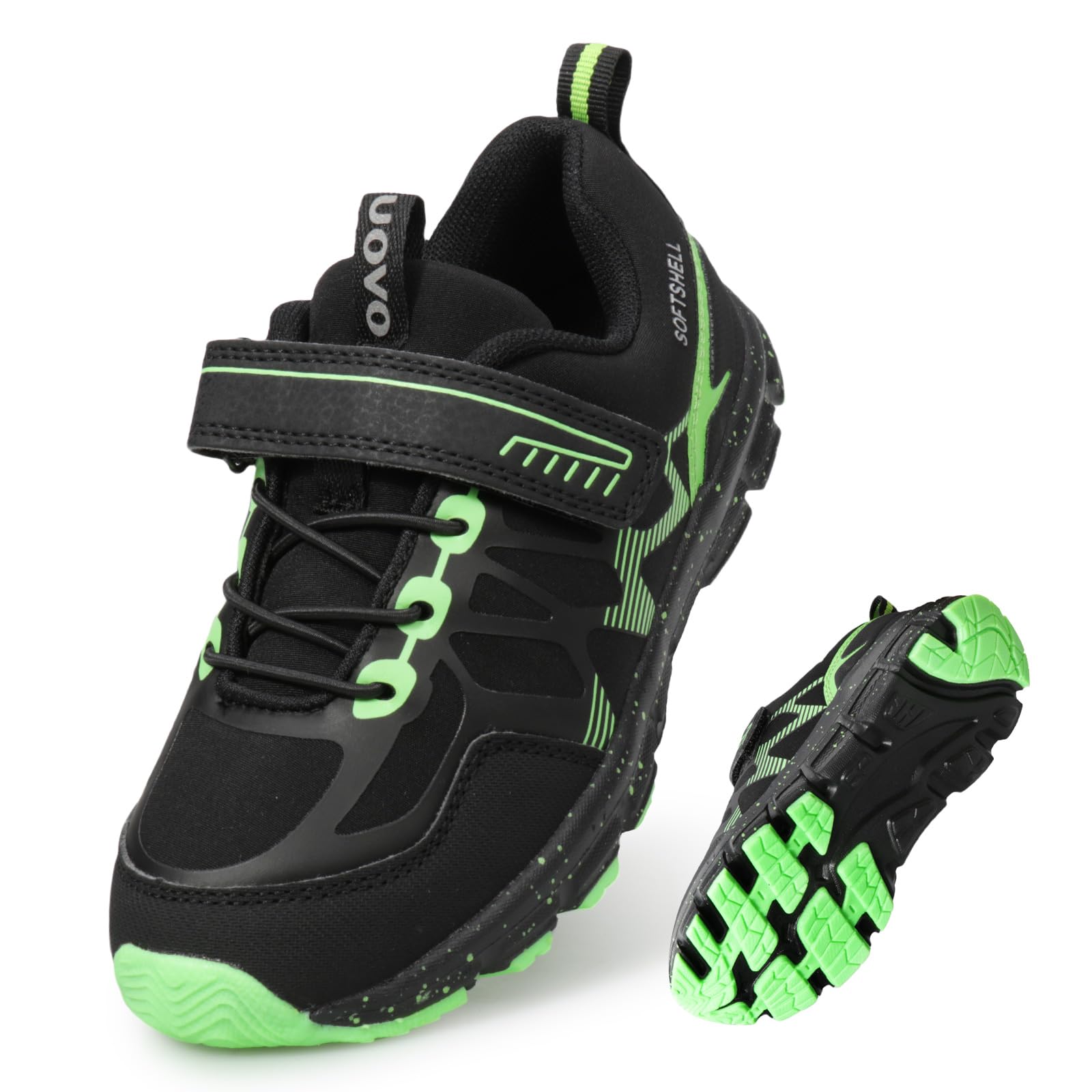 UOVOBoys Trainers Kids Walking Shoes Low-Top Sneakers Children Waterproof Trekking Hiking Footwear Running Shoes Black Blue Gray Size 9 UK Child to 5.5 UK