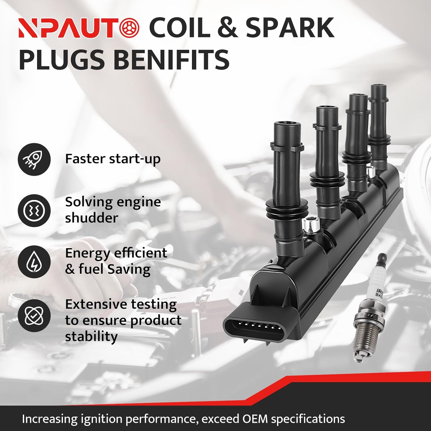 Ignition Coil Pack and Spark Plugs fit for 2011-2015 Chevy Cruze, 2013-2021 Buick Encore, 2012-20 Chevy Sonic Trax L4 1.4 1.4L Turbo, 2012 2013 2014 2015 2016 2017 2018 2019 2020, UF669