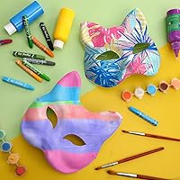 Vista 3 de Leyndo 24 máscaras de papel maché de media cara, máscaras blancas para mascarada, para bricolaje, Mardi Gras, Halloween, fiesta de cosplay