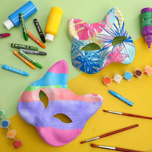 Miniatura 3 de Leyndo Paquete de 24 máscaras de papel maché de media cara, máscaras blancas para mascarada, para bricolaje, Mardi Gras, Halloween, fiesta de