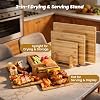 Tabla de Cortar de Bambú para Cocina, de Doble Cara con Soporte, Natural | Set de 3 Tablas con Canales de Jugo, Estante Vertical y Asas Laterales Cómodas 7