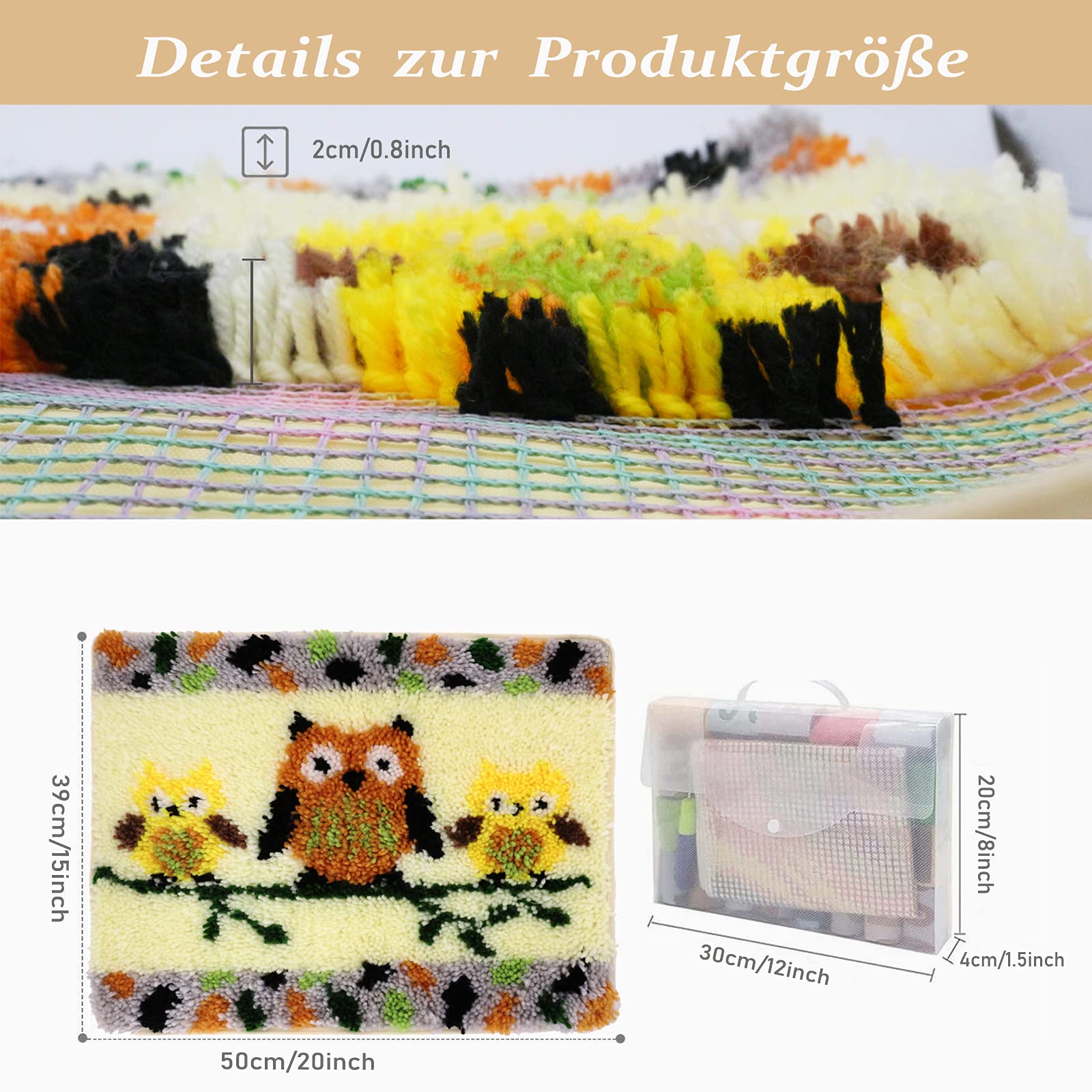 DIY Alpaka Knüpfkissen 52x38cm - 3D Teppich Knüpfset Für Erwachsene | Komplettes Bastelset Mit Anleitung