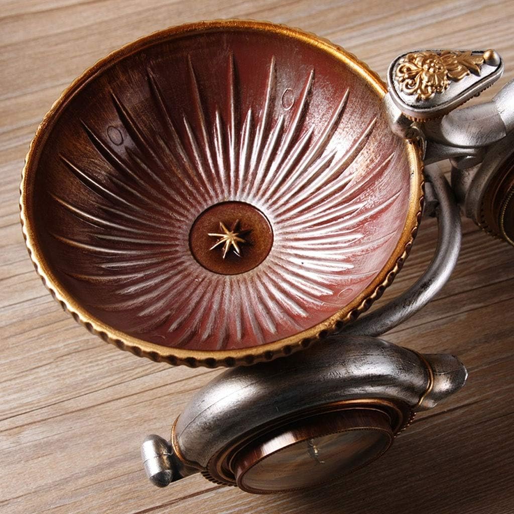 European-Style Retro Bedside Clock Tricycle Jumping Second Yang Mute Movement Living Room Study Resin Clock Table Clock