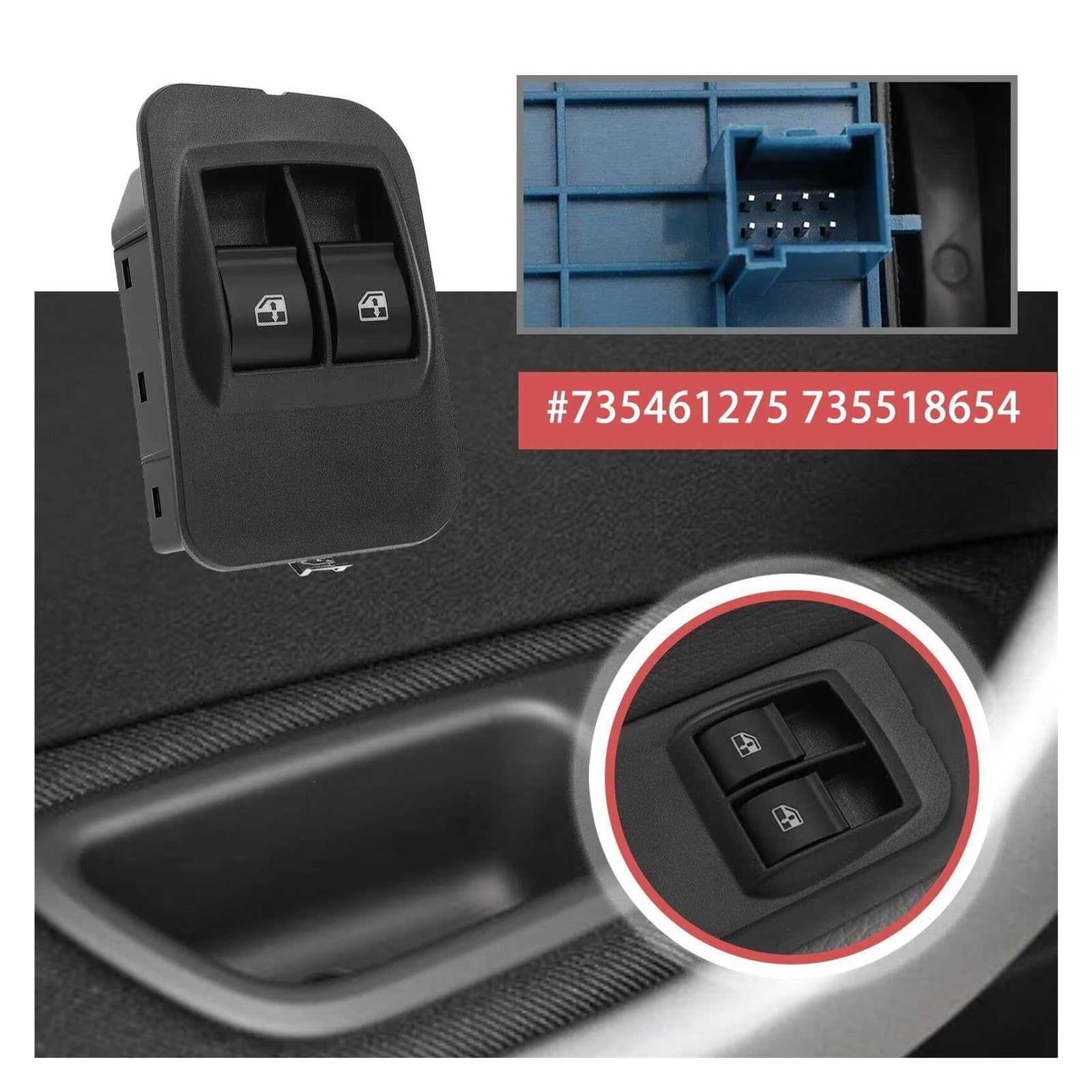 Bouton De Commande Lève-vitre Pour Fiat Fiorino/Qubo - Référence 735518654/655/461275 - Neuf, Garantie 2 Ans