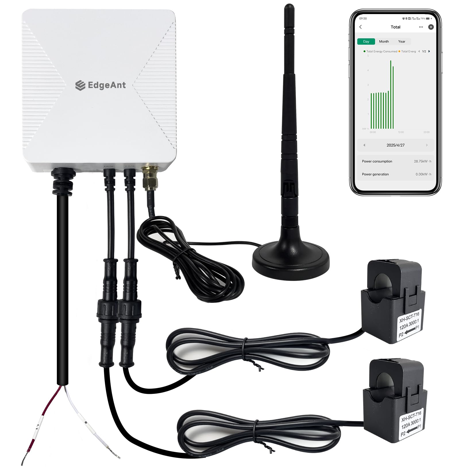 Wifi Energy Monitor With 2 * 120A Clamps
