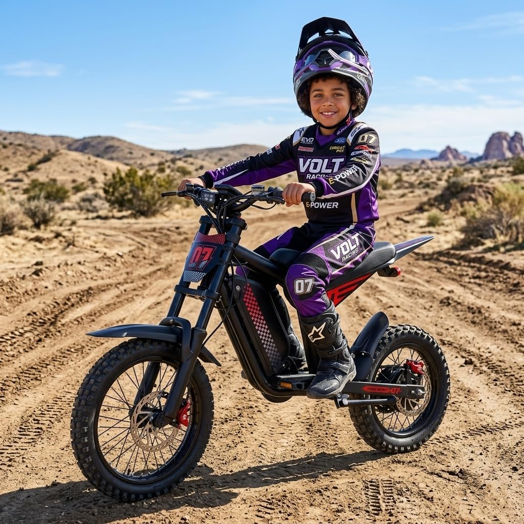 Eahora FT-07 3000W 30MPH Electric Dirt Bike for Teens/Kids 48V 18AH 40Miles Long Range Full Suspension Electric Motorcycle Bike 14"/12" Fat Tires, LCD Display with NFC Off Road ebikes for Age 9+