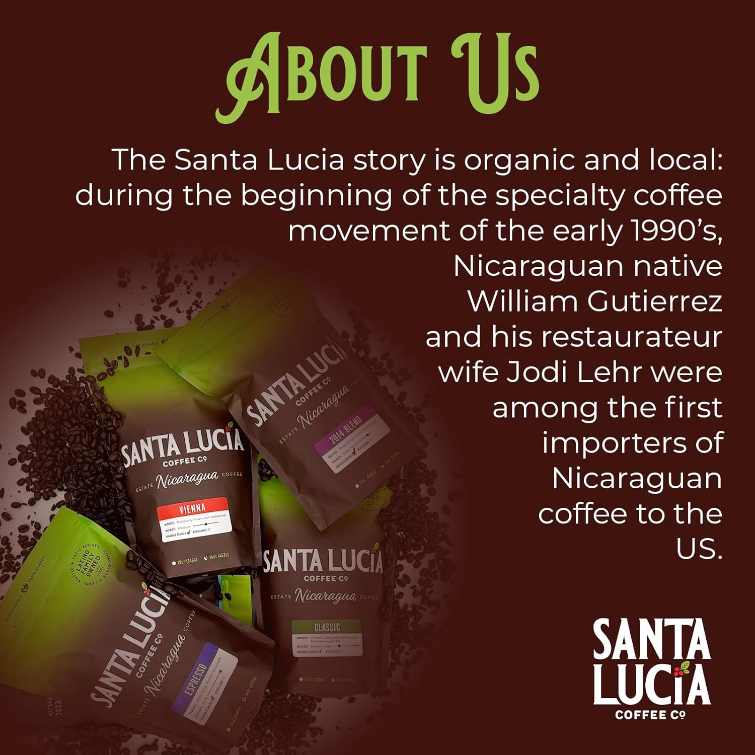 Santa Lucia Coffee - Specialty Nicaraguan Coffee Variety Pack - Light, Medium & Dark Roast - Low Acid, 91 Point, SHG, Small Batch Roasted, 100% Single-Origin, Ground Coffee, 3 Bags (16oz Each)