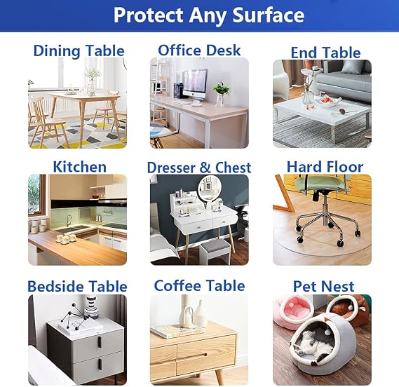 12x12 In Crystal Multisize Thick Clear PVC Small Desk Protector Table Cover Protector Rectangular Plastic Night Stand Table Cover Desk Pad Mat for Office & Computer Desk/Sofa Table/Media Dresser Stand