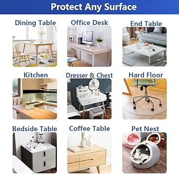 12x12 In Crystal Multisize Thick Clear PVC Small Desk Protector Table Cover Protector Rectangular Plastic Night Stand Table Cover Desk Pad Mat for Office & Computer Desk/Sofa Table/Media Dresser Stand