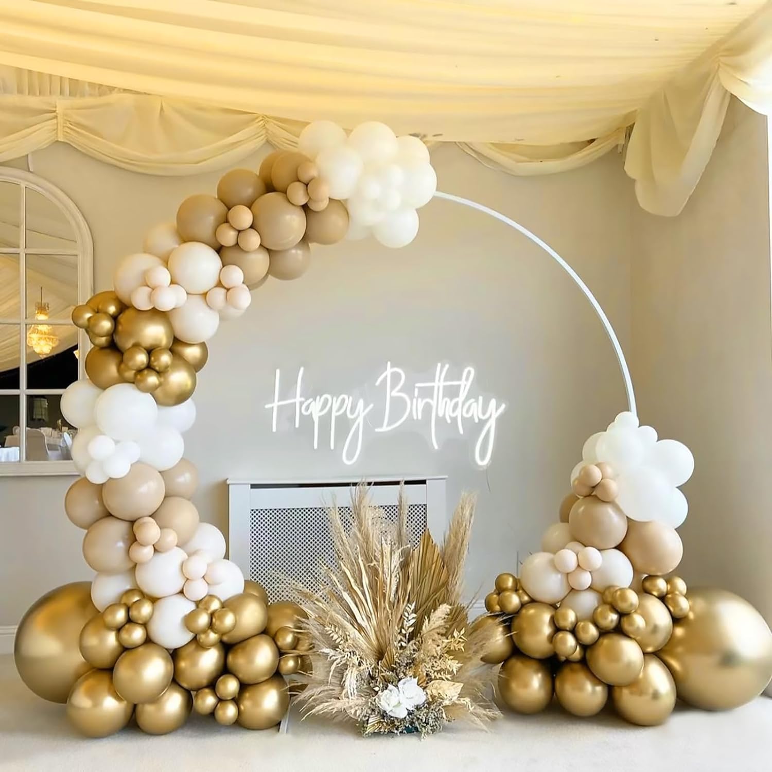 100pcs Metallic Gold Balloons 12 inch, Chrome Gold Balloons with Gold Ribbon for Birthday Graduation Engagement Wedding Party Decorations