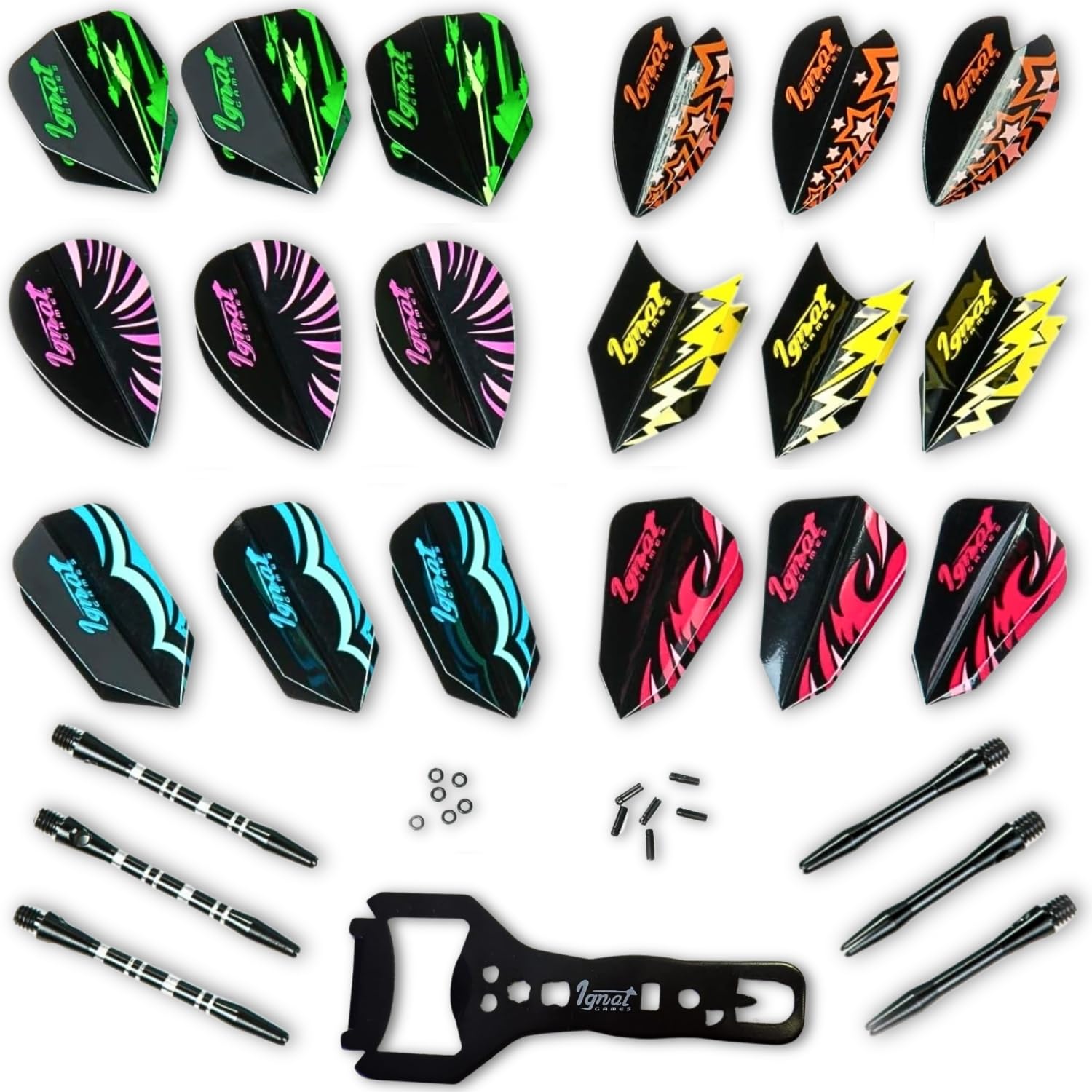 Dart Flights and Accessories – 18/30 GlideXPro 130 Micron Flights in Various Shapes and 6 Flight Protectors