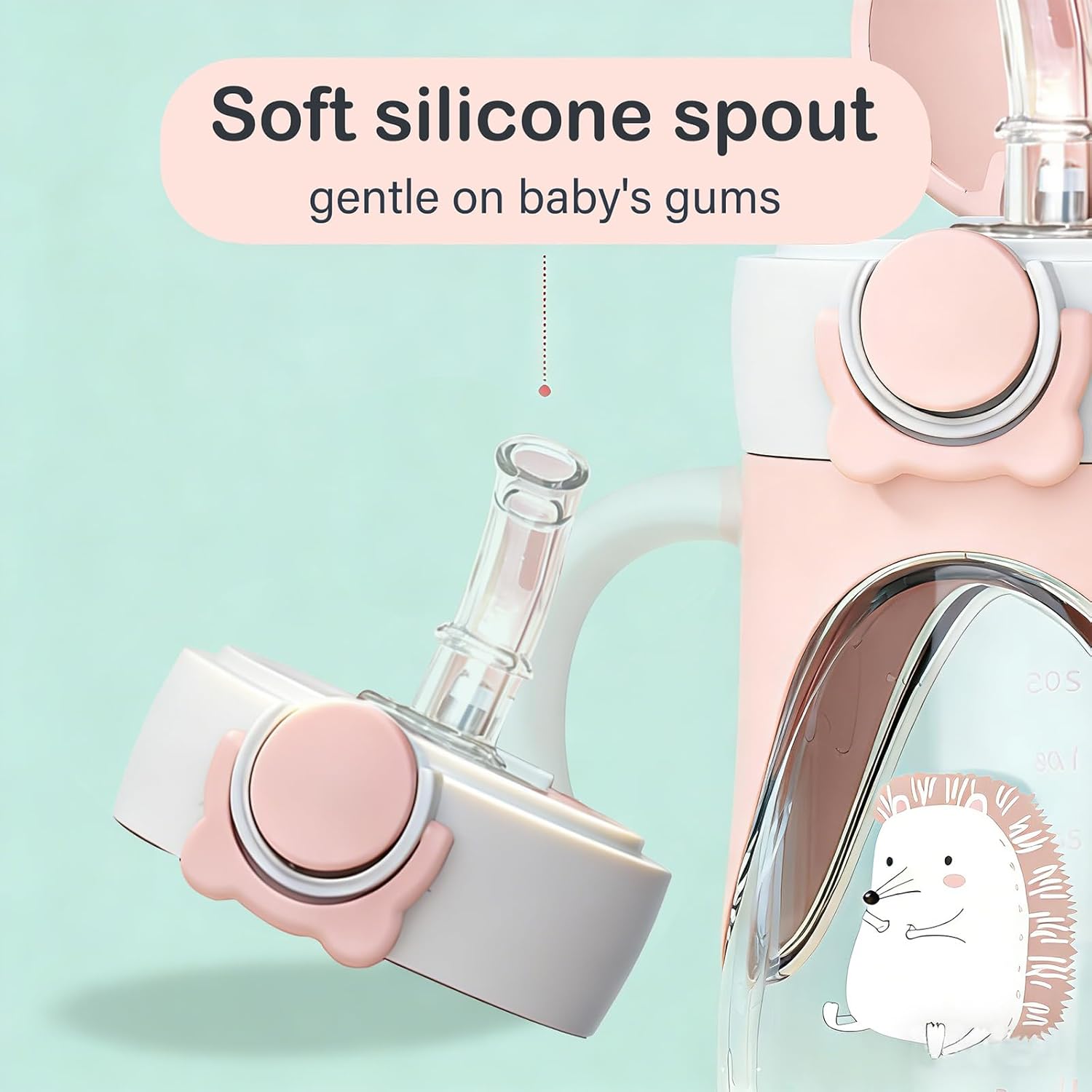 Bunnytoo Baby Sippy Cup with Weighted Straw for Infants 6-12 Months, 8oz Toddler Drinking with Handles, BPA-Free, Transition Trainer for 1+ Year Old (Blue) - Image 3