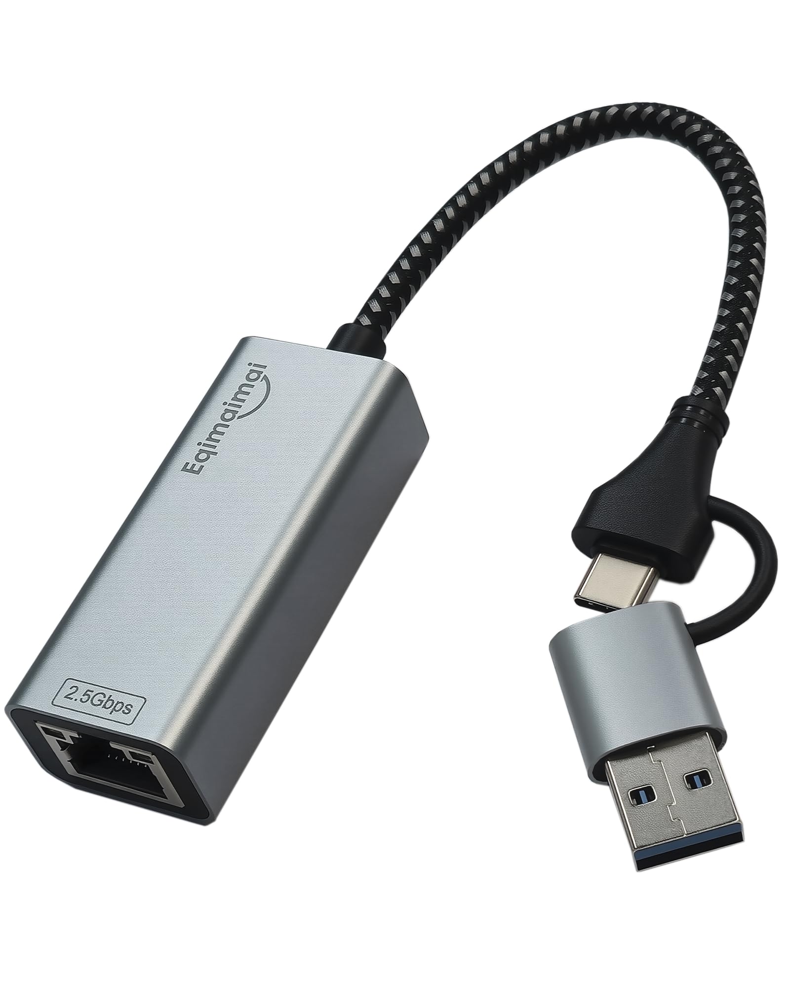 2.5G USB Ethernet Adapter, 2-in-1 USB-C&amp;USB-A to RJ45 Network Adapter Compatible with Laptop/PC, Windows, Mac, Linux,Plug &amp; Play