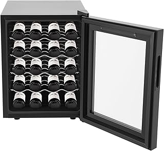 Cave à vin - 48 l - 20 bouteilles - Petite cave à vin avec panneau tactile LED - Anti-UV - Plage de température de refroidissement : 12-18 °C