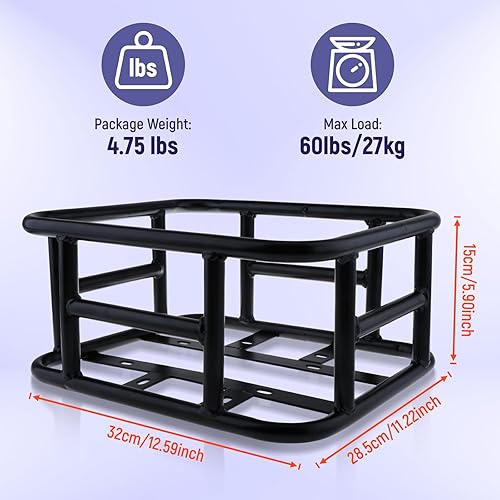 Miniatura 3 de Cesta trasera para bicicleta eléctrica, cesta trasera para bicicleta, cesta de carga para bicicleta, cesta de carga para bicicleta, 12.80 x 11.02 x