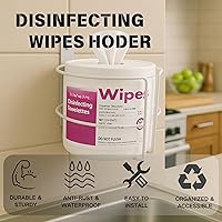 Vista 2 de Wall Mount Wipes Holder & Dispenser -2 Pack- Rustproof Bathroom & Kitchen Organizer with 3M Adhesive or Screws, Fit for Clorox, Lysol, Baby & Pet