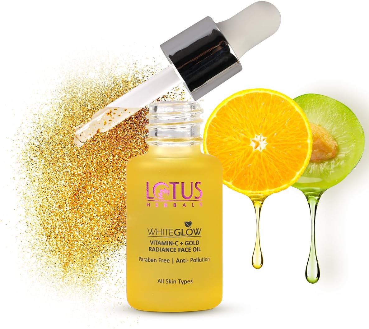 WhiteGlow Vitamin C and Gold Radiance Face Oil | For Dull & Dry Skin | Intense Hydration | Suitable For All Skin Types | For women & Men | 15ml