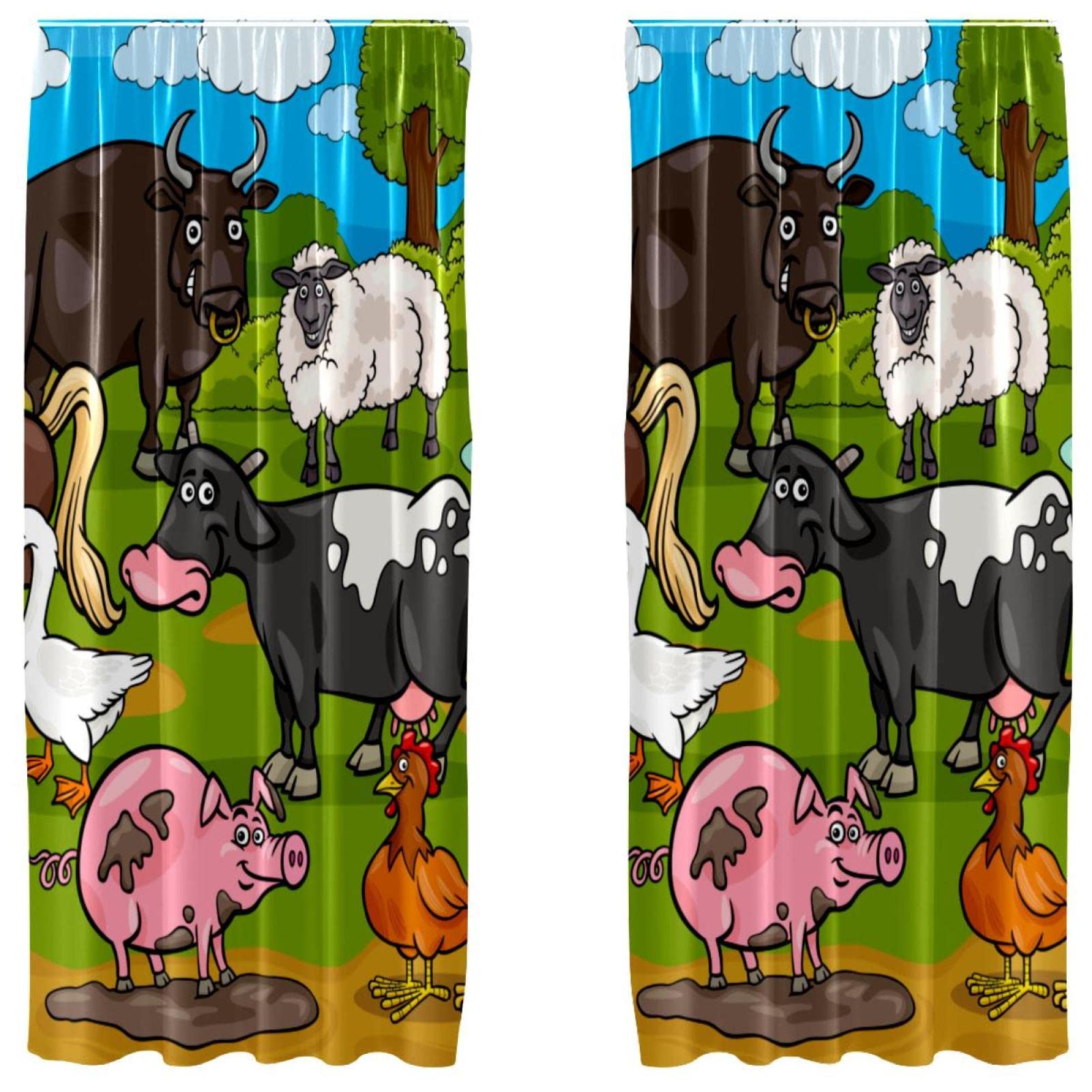 Cortinas opacas infantiles Farm Animal Selfie de tela aislante y medidas 55x84