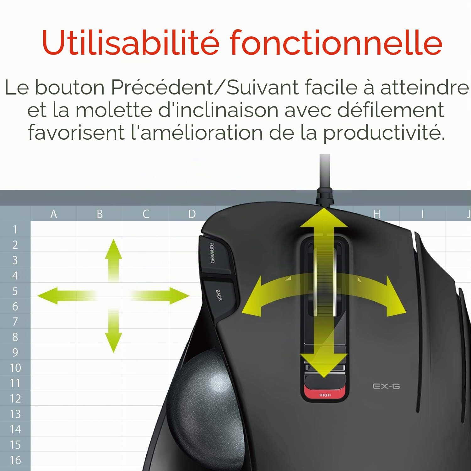ELECOM M-XT3URBK Souris Filaire avec contrôle Facile du Pouce, Design Ergonomique sculpté, Fonction à 6 Boutons avec Suivi Fluide, capteur de Jeu Optique de précision, Compatible avec Windows/Mac