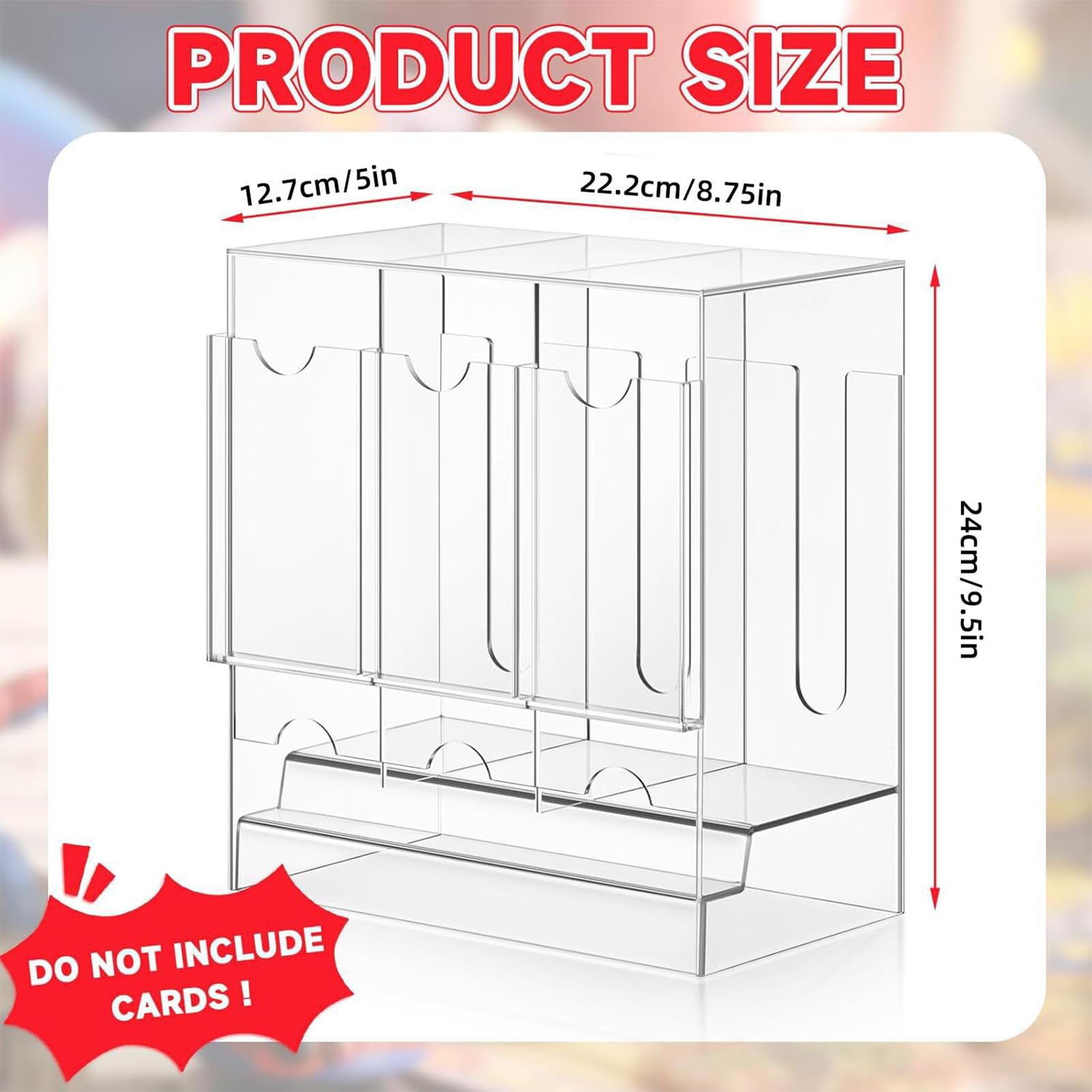 Dispenser booster pack a 3 scomparti, in acrilico trasparente con protezione UV, dispenser con base, può erogare 120 confezioni, compatibile con carte collezionabili T C G e carte sportive (22,2 x