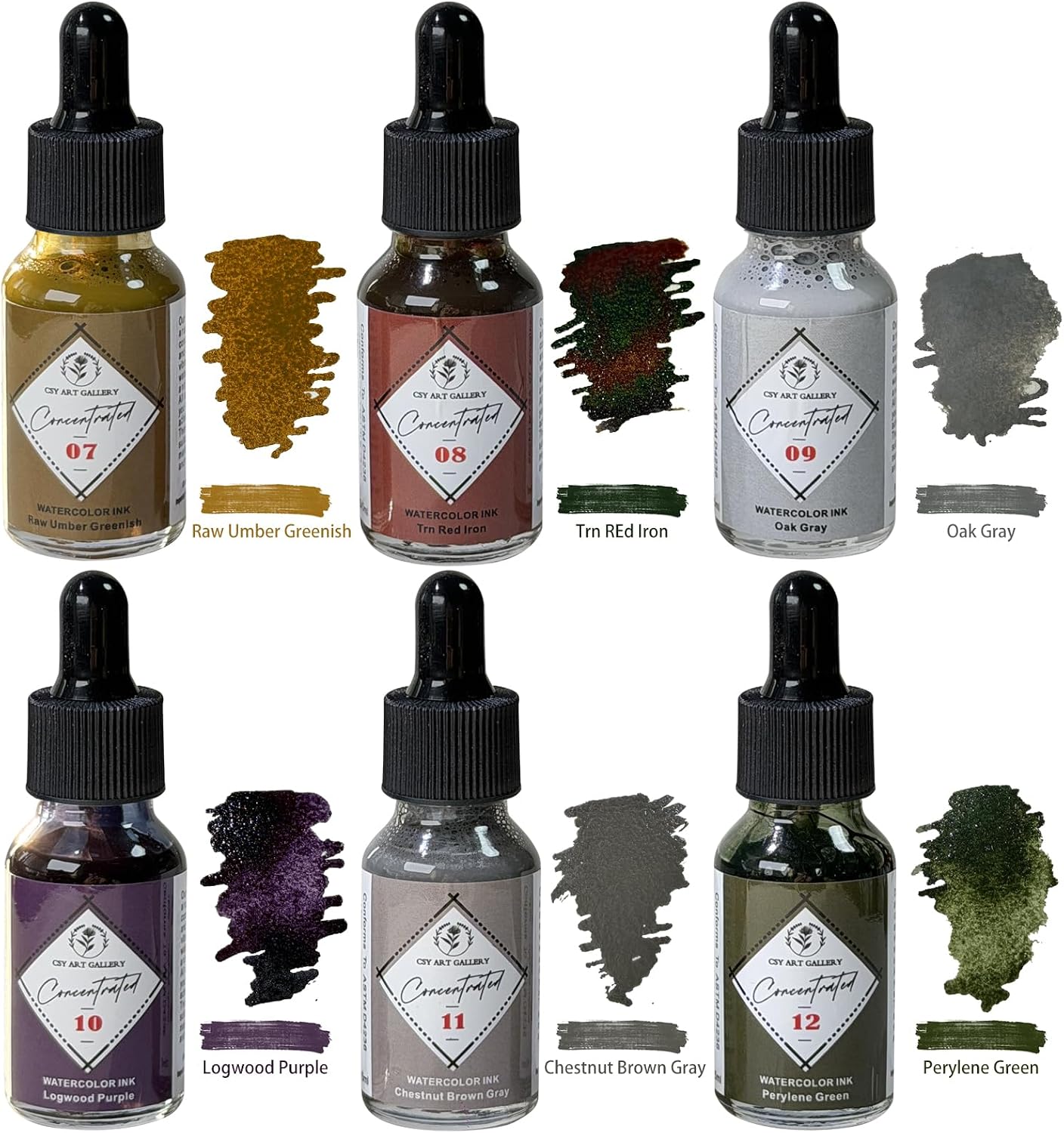 Concentrated Washable Liquid Watercolor-Water Color Drawing Inks with Ink Dropper for Drawing, Design, Watercolor Painting, Calligraphy, Handlettering, Airbrushing (Lebrun Set)