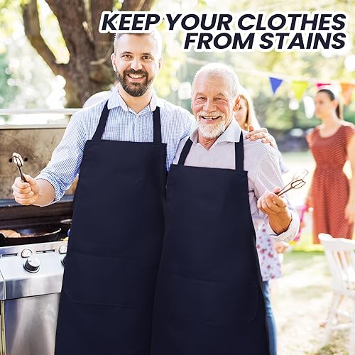 Miniatura 6 de Suhine Paquete de 36 delantales lisos a granel con 2 bolsillos, delantales unisex lavables a máquina, delantales de chef para cocina, restaurante,
