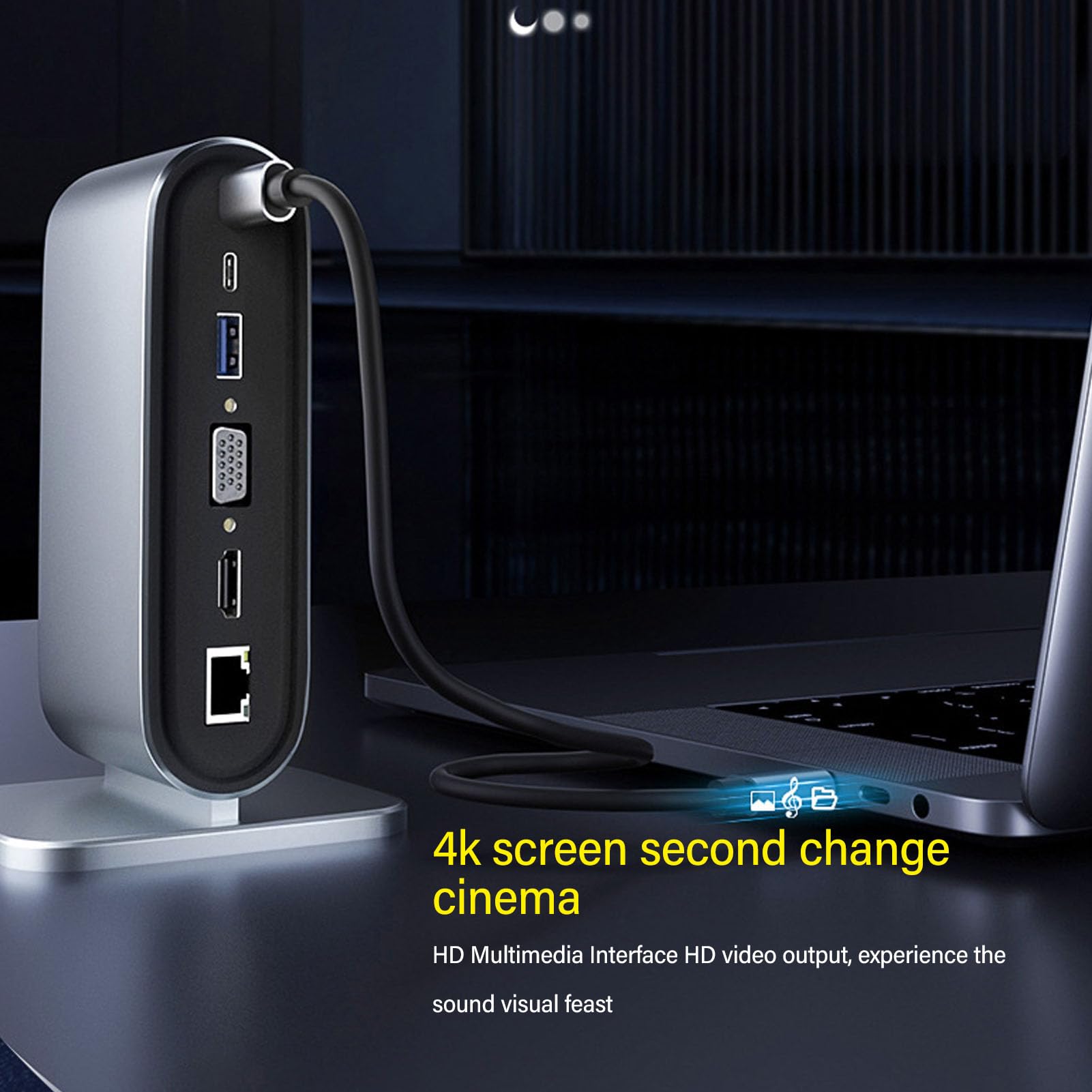 Cryfokt Wielofunkcyjna Stacja Dokująca USB C 12 w 1, Szybkie ładowanie w Wysokiej Rozdzielczości dla MacBooka Pro ze Stopu Aluminium