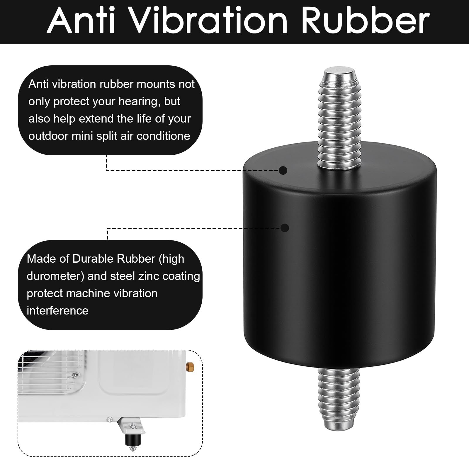 4 Pack 25x25mm M6 Rubber Vibration Isolator Mounts, Rubber Isolator Mounts, Rubbers Mount Shock Absorber, Anti Vibration Pads for Fitness Equipment — Amazon image 3