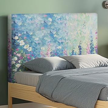 Blue Floral Headboard Cover,Soft Bed Headboard Slipcover, Headboard Slipcover, Upholstered Headboard for Headboard Full Back ProtectionTwin/Full Size