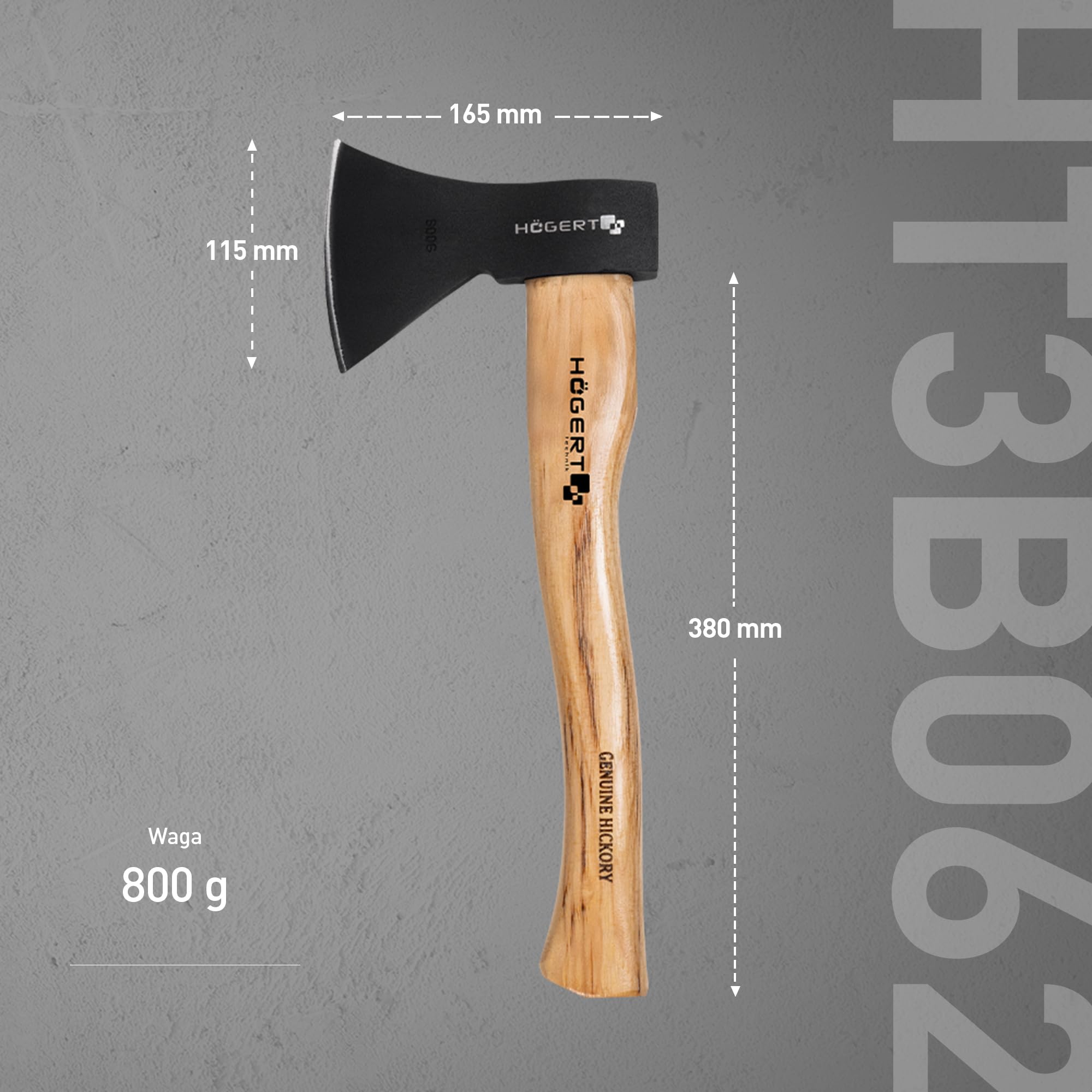 HÖGERT TECHNIK Siekiery 800 g z drewnianym trzonkiem – siekiera wielofunkcyjna do rozłupywania i siekania, ergonomiczny uchwyt z drewna hikorowego, hartowane ostrze siekiery 47-55 HRC, z mocowaniem na