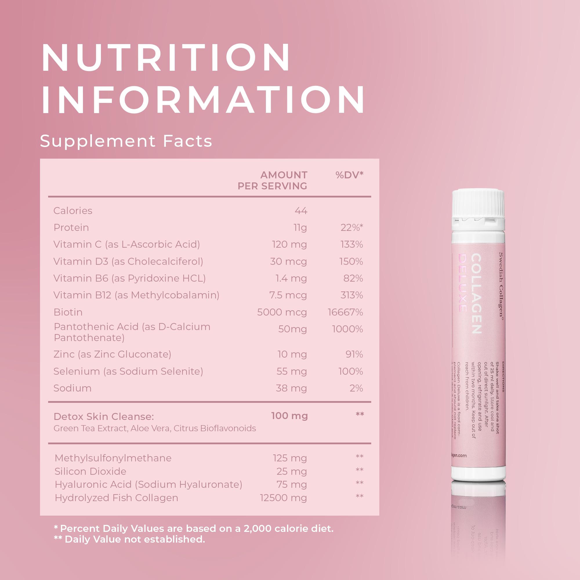 Swedish Collagen Deluxe Liquid Marine Collagen 12,500 mg Shots, 20 x 25 ml — Amazon image 7