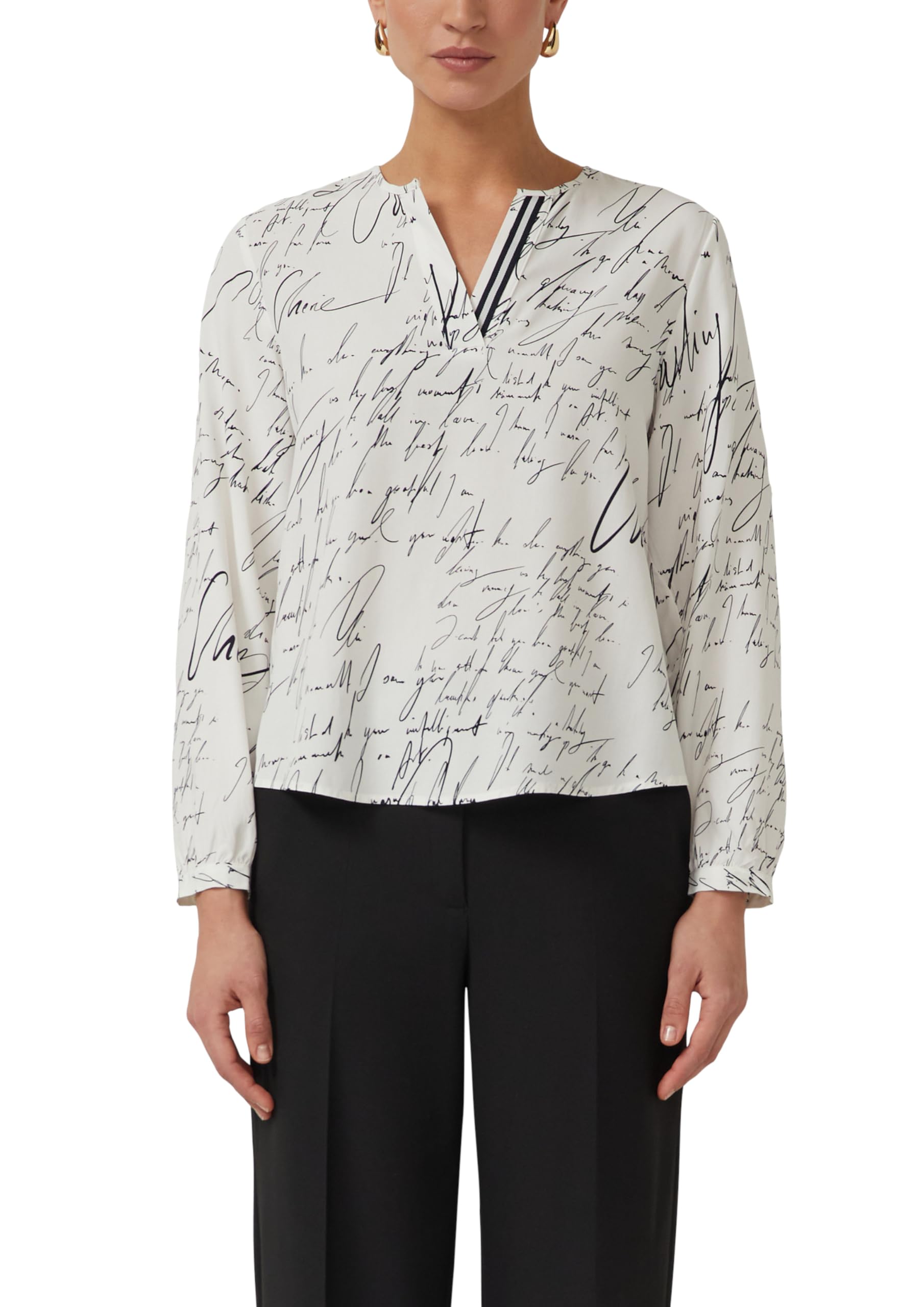 s.Oliver Viskose-Bluse mit V-Ausschnitt und All-Over-Print