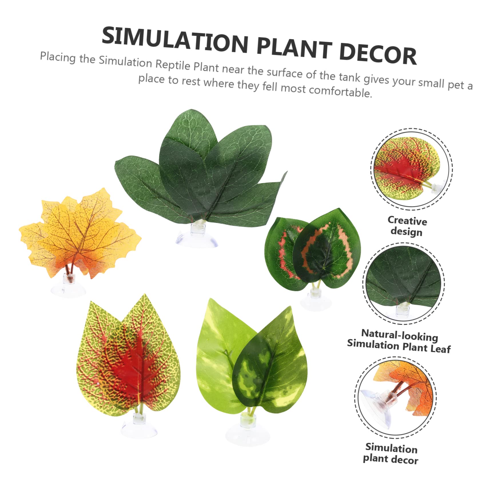 BESPORTBLE 25piezas Plantas Simuladas Decorativas para Terrario De Reptiles Artificiales para Acuarios Decoración De Hábitats De Reptiles y Peces Ventosas para Fijación