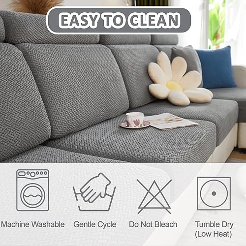 Miniatura 7 de Fundas de sofá para sofá seccional, fundas de cojín elásticas y lavables para sofá en forma de L, funda de sofá para perro, resistente al desgaste