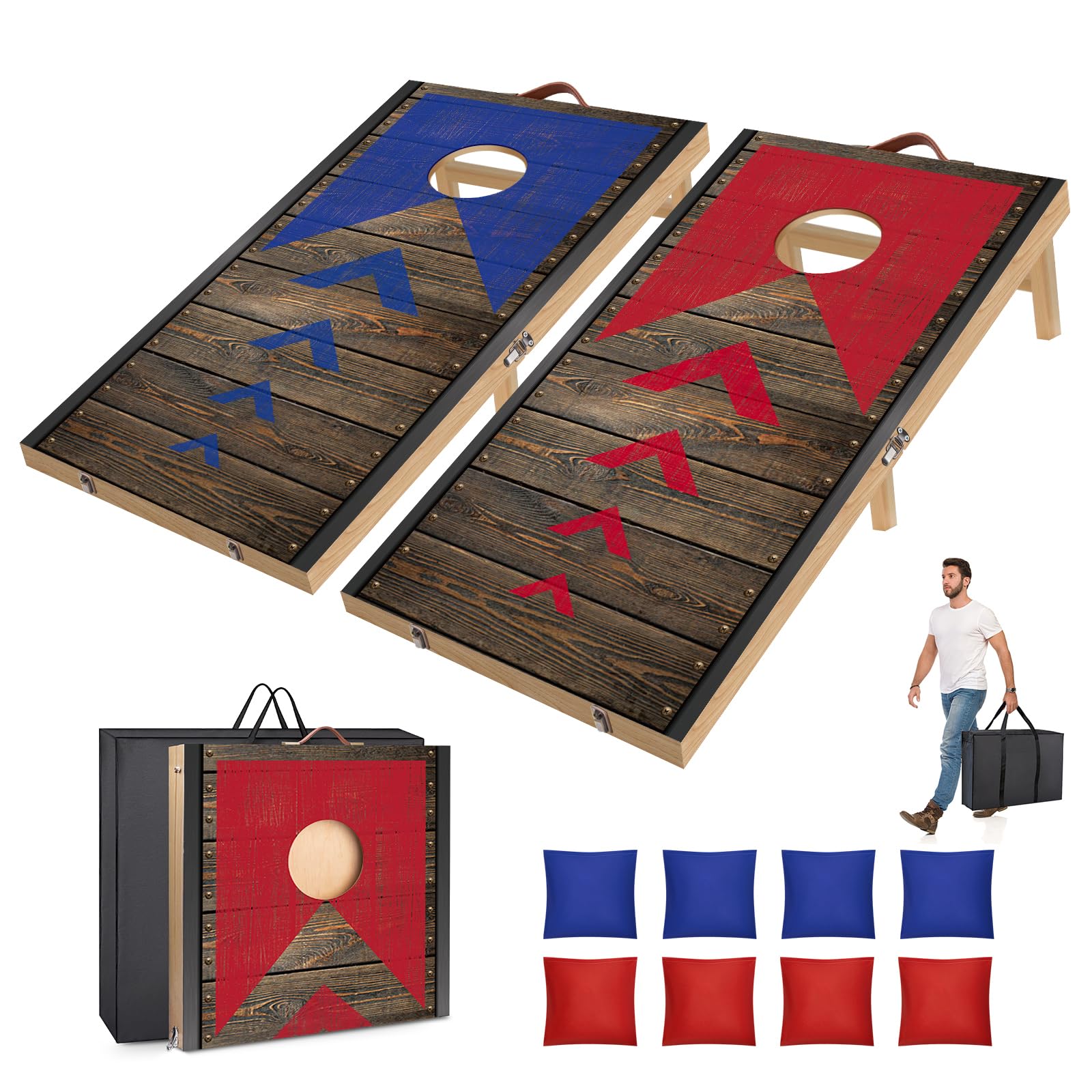 NZQXJXZ 90 x 60 cm plegable Cornhole Juego Outdoor Cornhole Saquitos con 8 sacos de frijoles & Bolsa de transporte para patio trasero, césped, playa 2 en 1 Camping Outdoor Juego