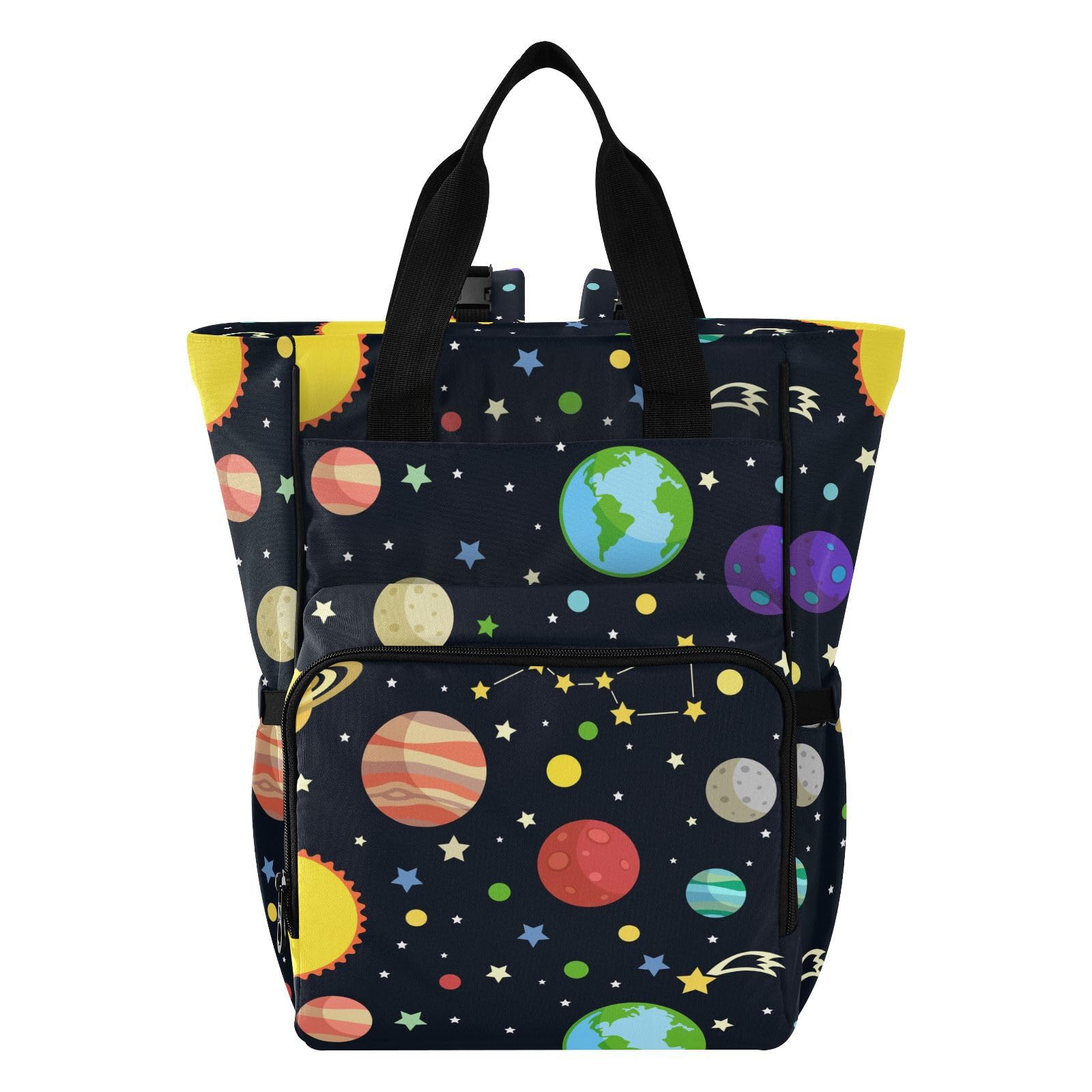 ALAZA Baby Changing Bag Backpack, Nappy Changing Bags Cartoon Space Multi-Functional Diaper Bag Tote Large Capacity Mum Dad Backpack
