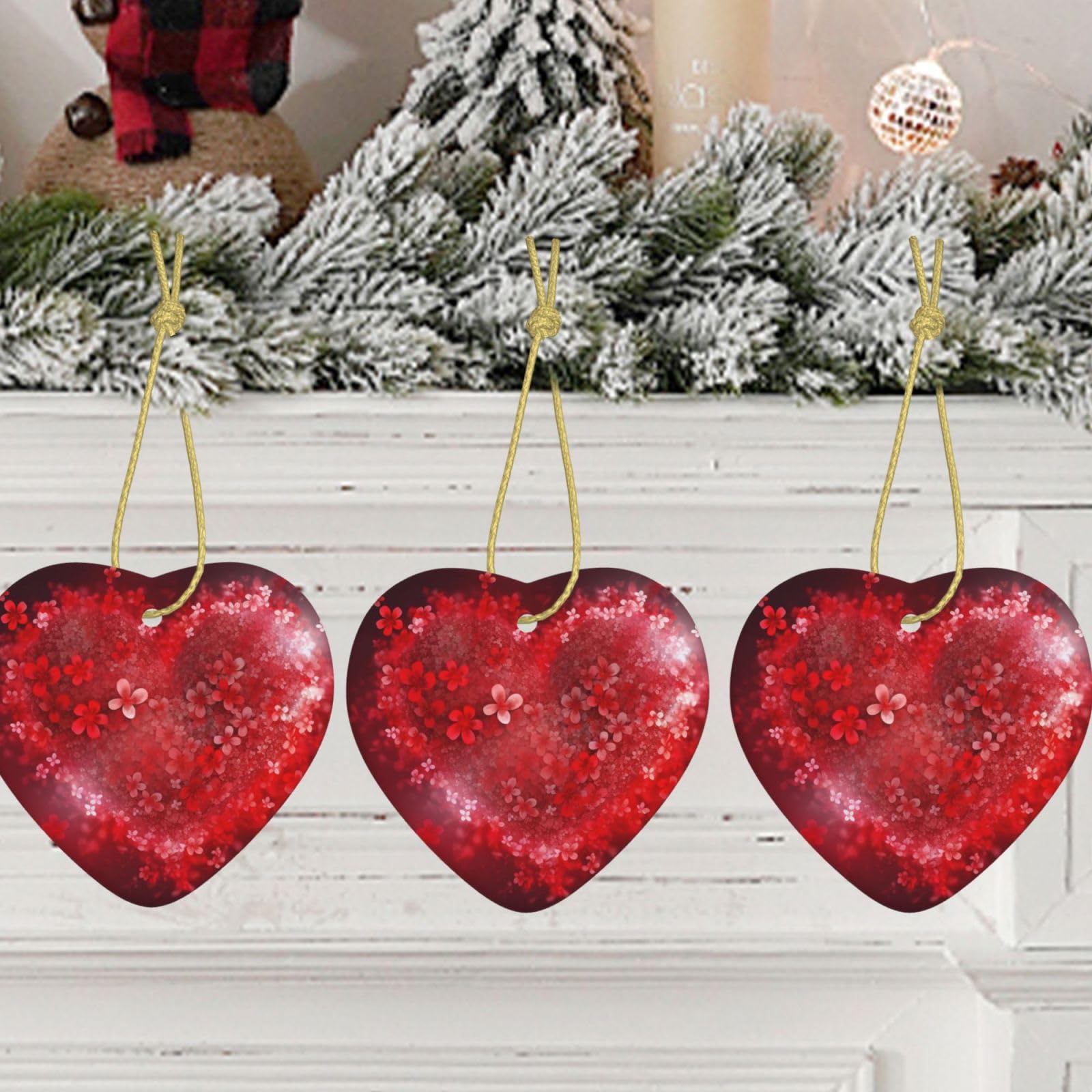 　　XMAS　DECORATION　HEART Amazon.com: Christmas Ornaments Christmas Tree Ceramic Hanging for