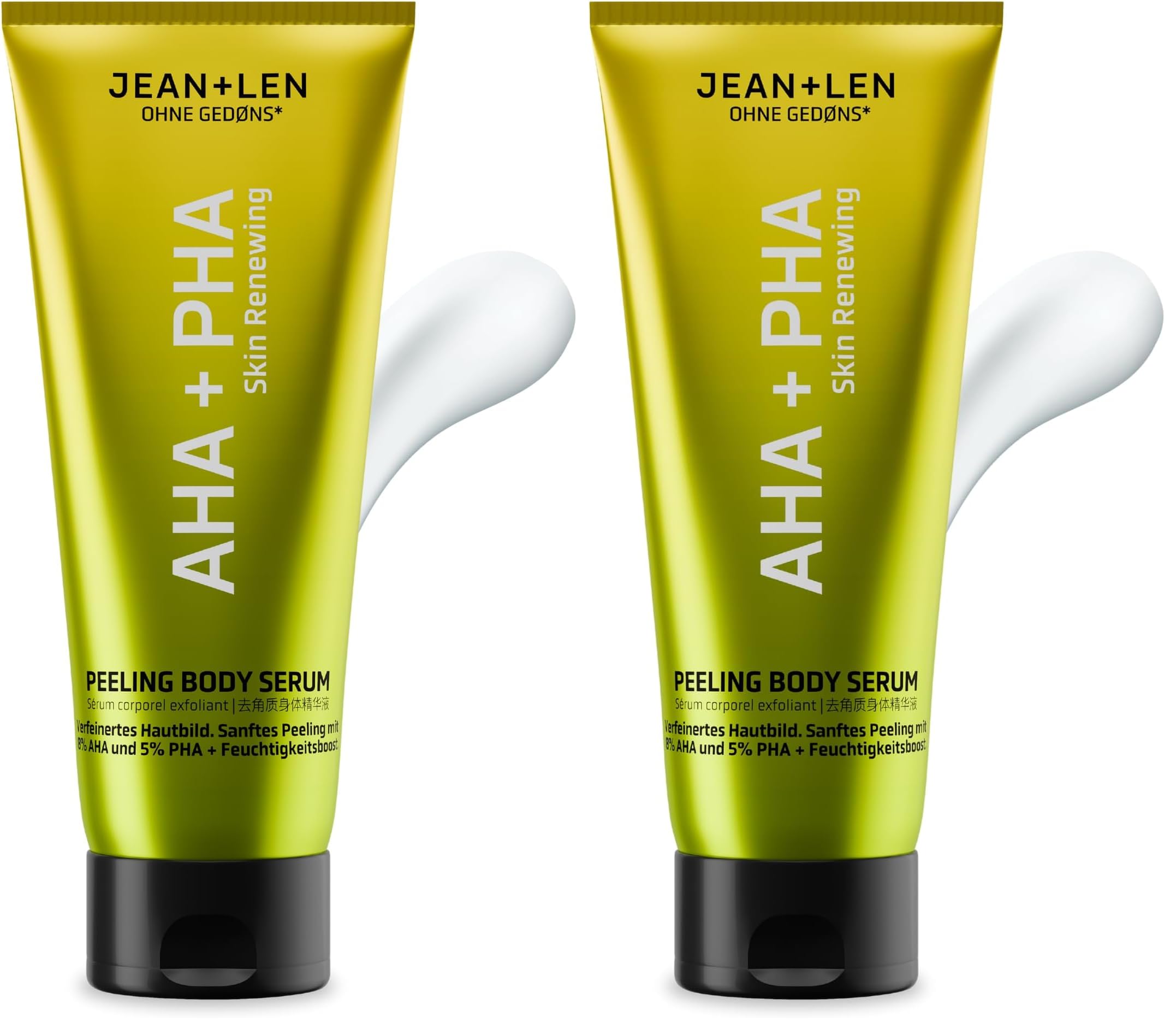 Jean & Len Body Serum AHA & PHA, sanftes Peeling mit 8 % AHA & 5 % PHA, verfeinert das Hautbild, klärt Unreinheiten, spendet Feuchtigkeit, Körperpflege ohne Parabene & Silikone, vegan, 200 ml